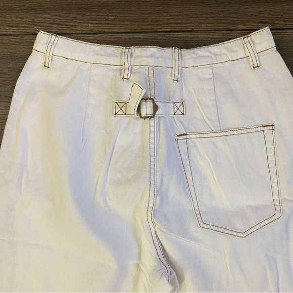 Free People X Sandrine Rose High Waist White Buckle Pants - NEW - Picture 3 of 11
